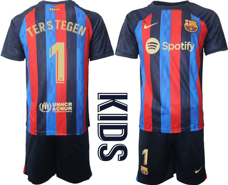 Youth 2022-2023 Club Barcelona home blue 1 Soccer Jersey